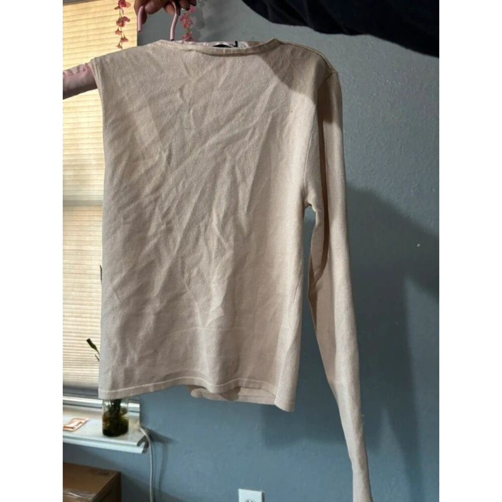 Zara NWT Size S Beige One Shoulder Twist Knot Long Sleeve Knit Top - Picture 6 of 8